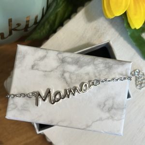 NIB Cursive MAMA Bracelet Stainless Steel Comes Gift Boxed